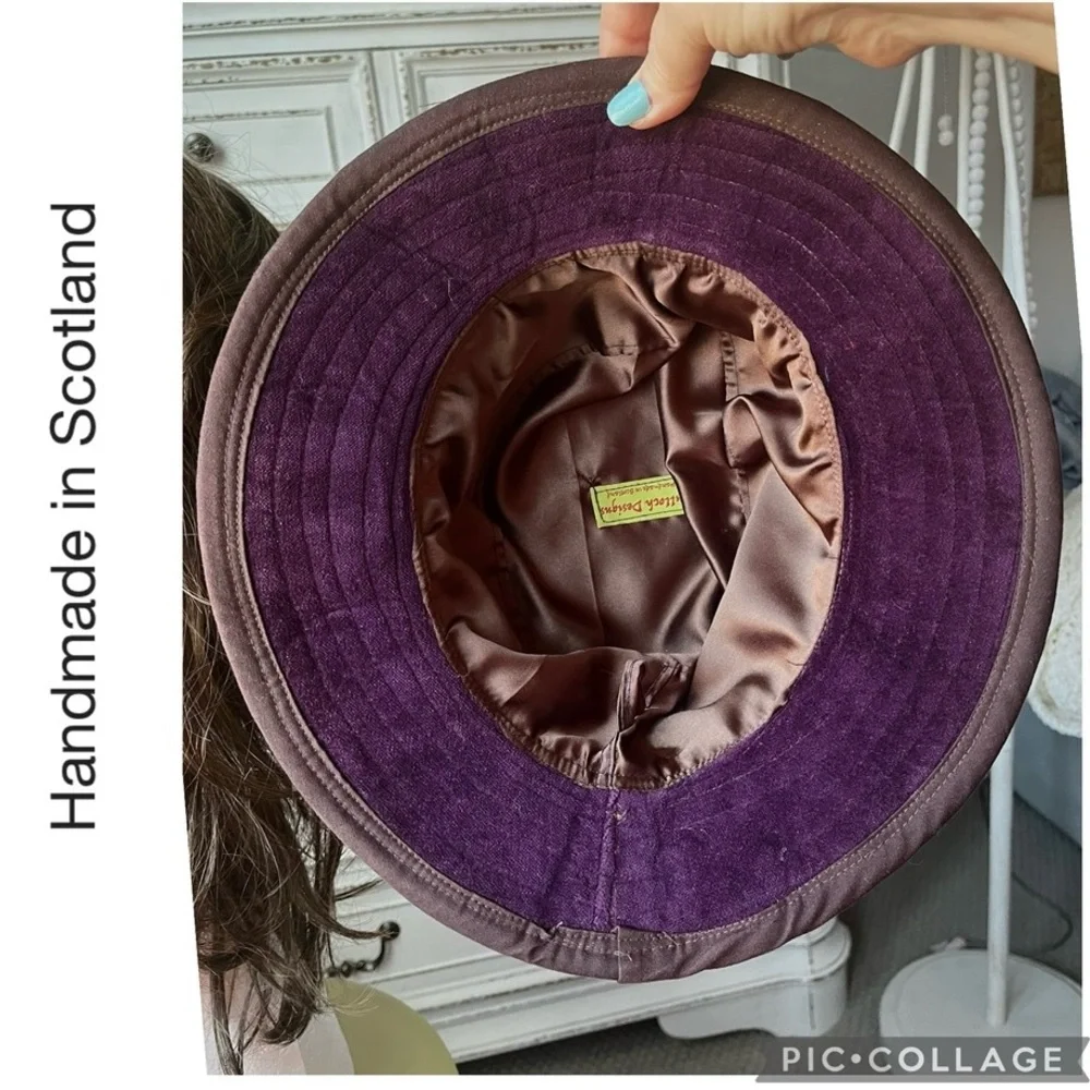 SCOTLAND HANDMADE TULLOCH DESIGNS EMBROIDERED WOOL VELVET HAT